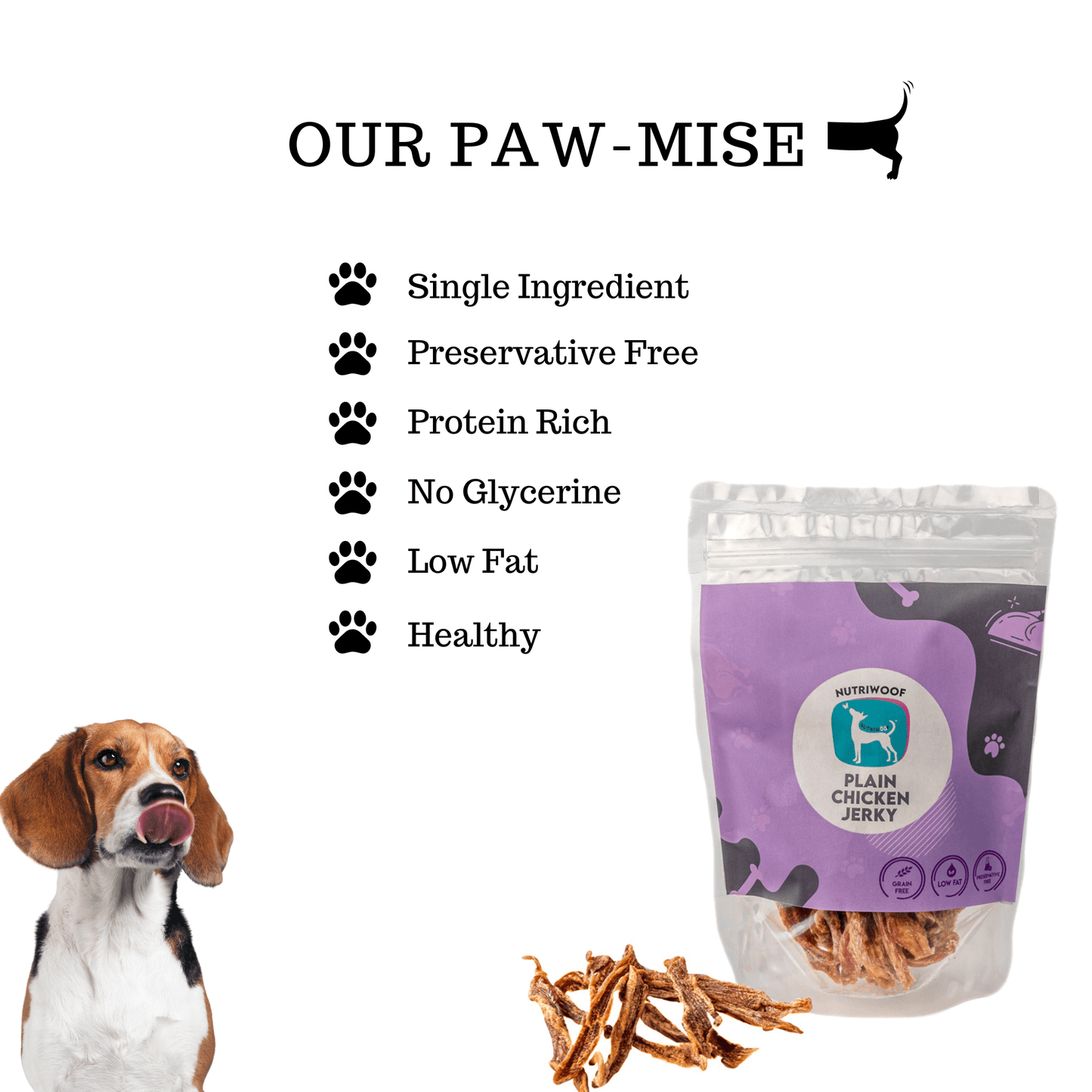 Nutriwoof Plain Chicken Jerky (120gm)