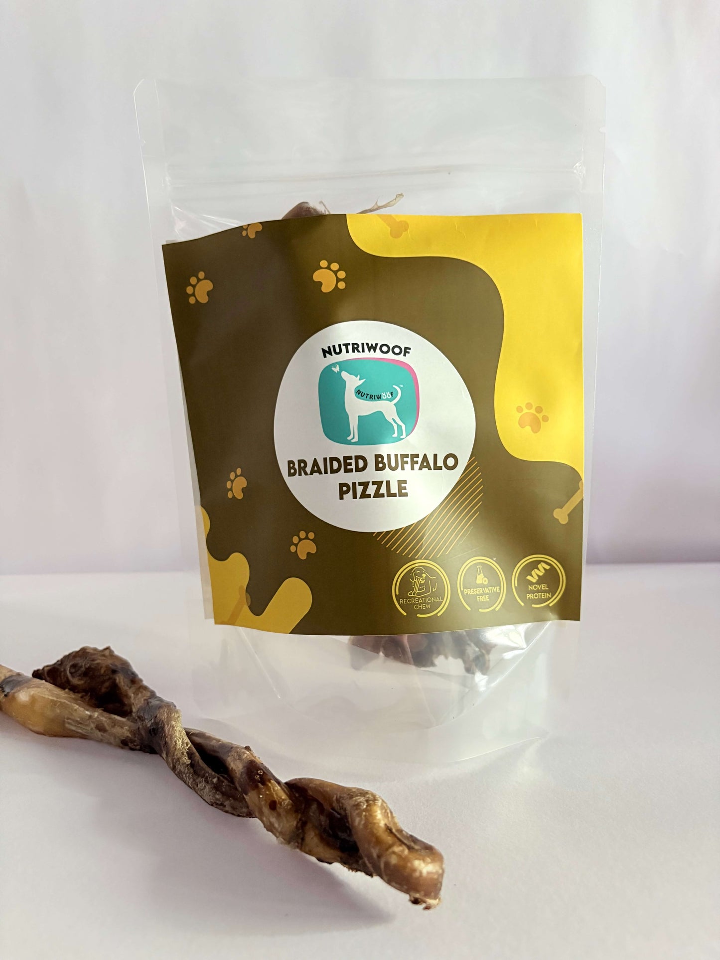 Nutriwoof Dehydrated Braided Buffalo Pizzle (1 Piece)