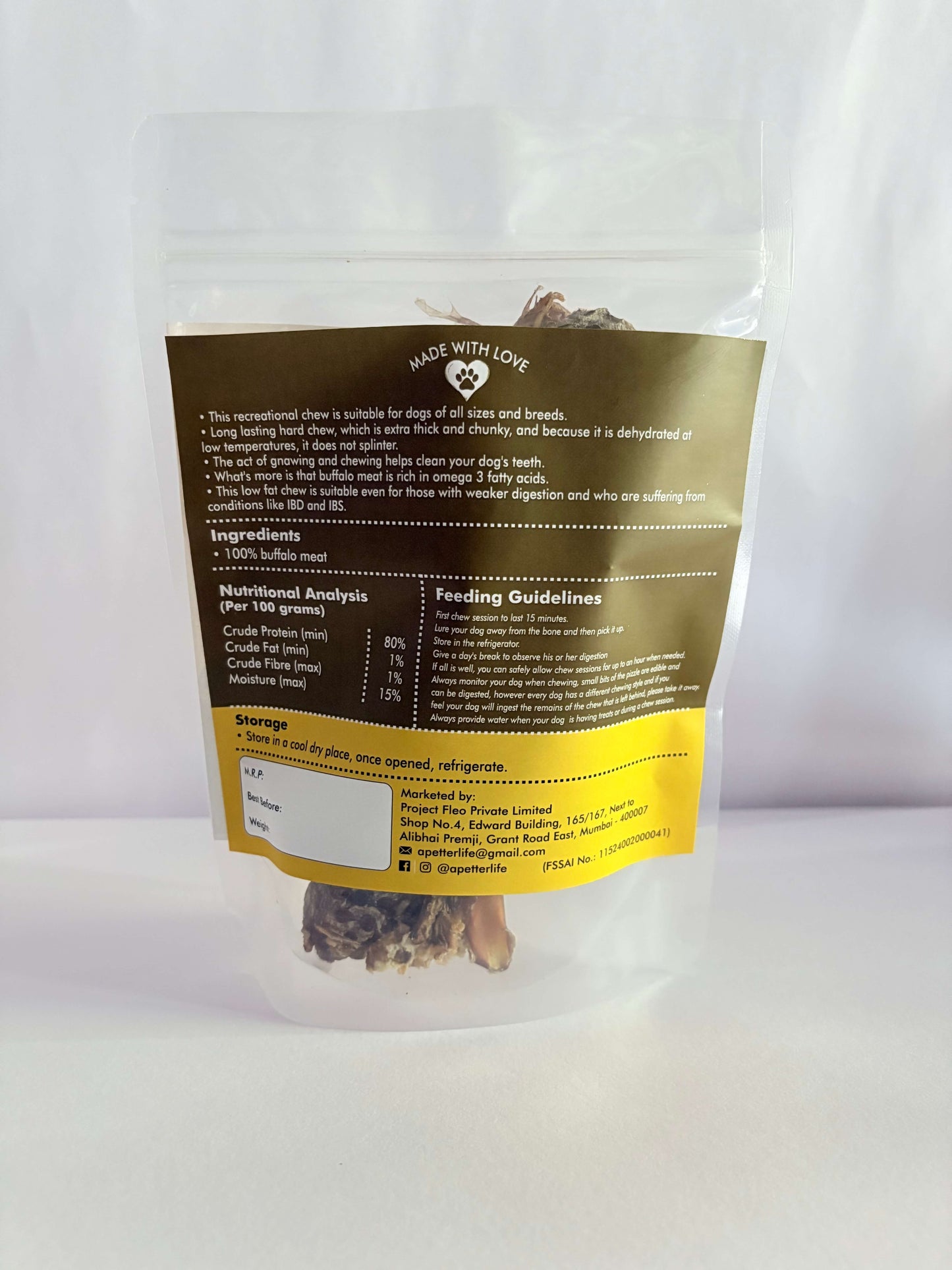Nutriwoof Dehydrated Braided Buffalo Pizzle (1 Piece)
