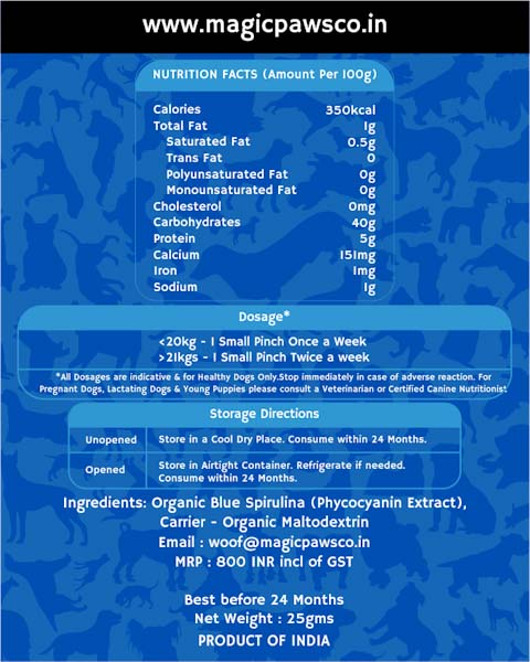 Magic Paws Blue Spirulina (25 grams)