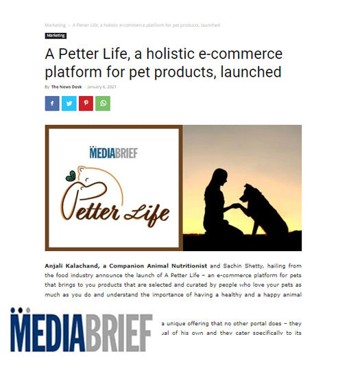 A Petter Life, a holistic e-commerce platform for pet products, launched