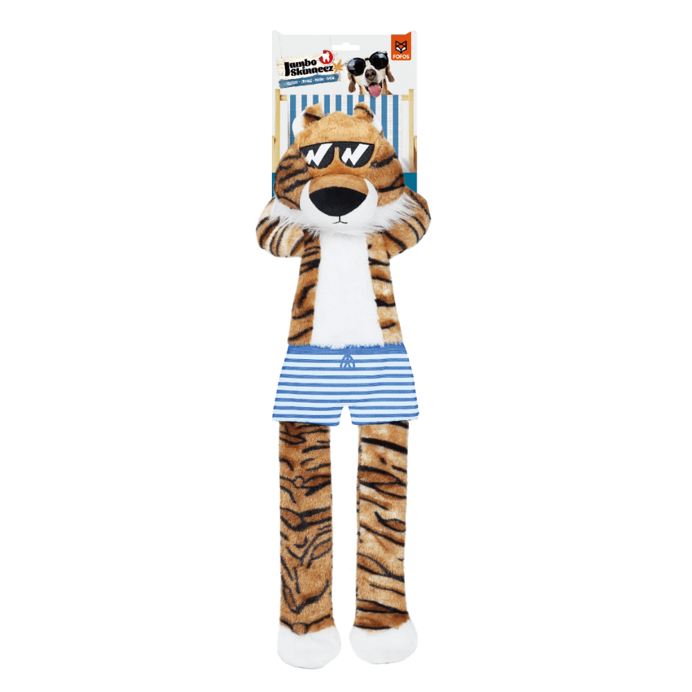 Bark Butler X FOFOS Safari Flap Tiger with squeaker and Crinkle Large Dog Toy