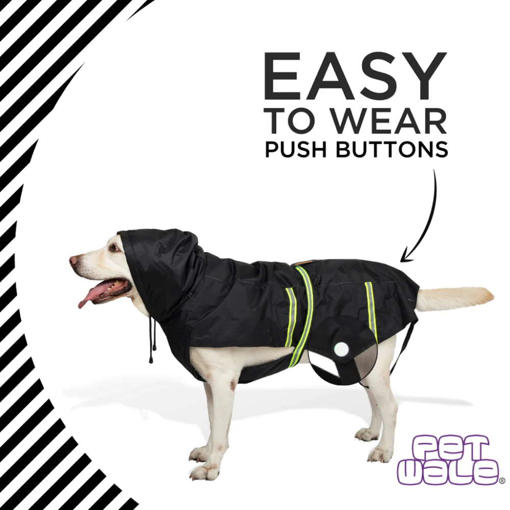 PetWale Black Raincoat with Reflective Strips