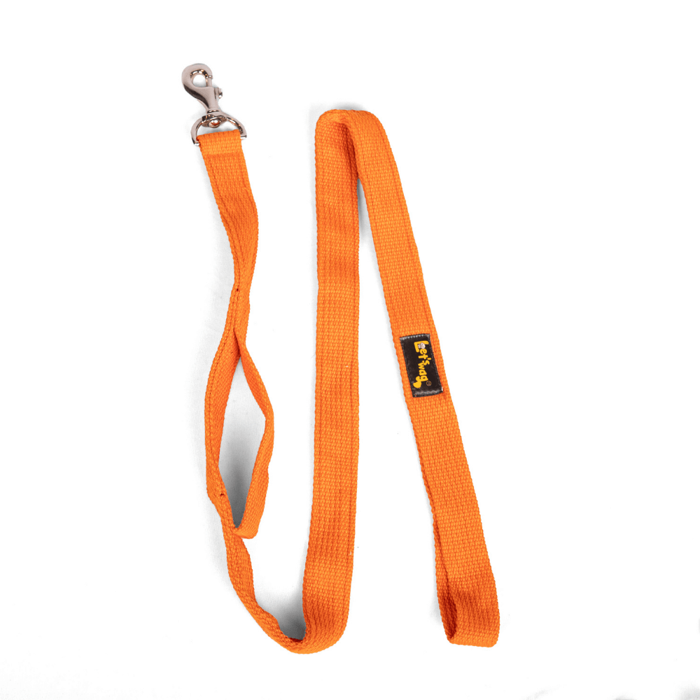 Let's Wag Double Handle Fabric Leash – Orange