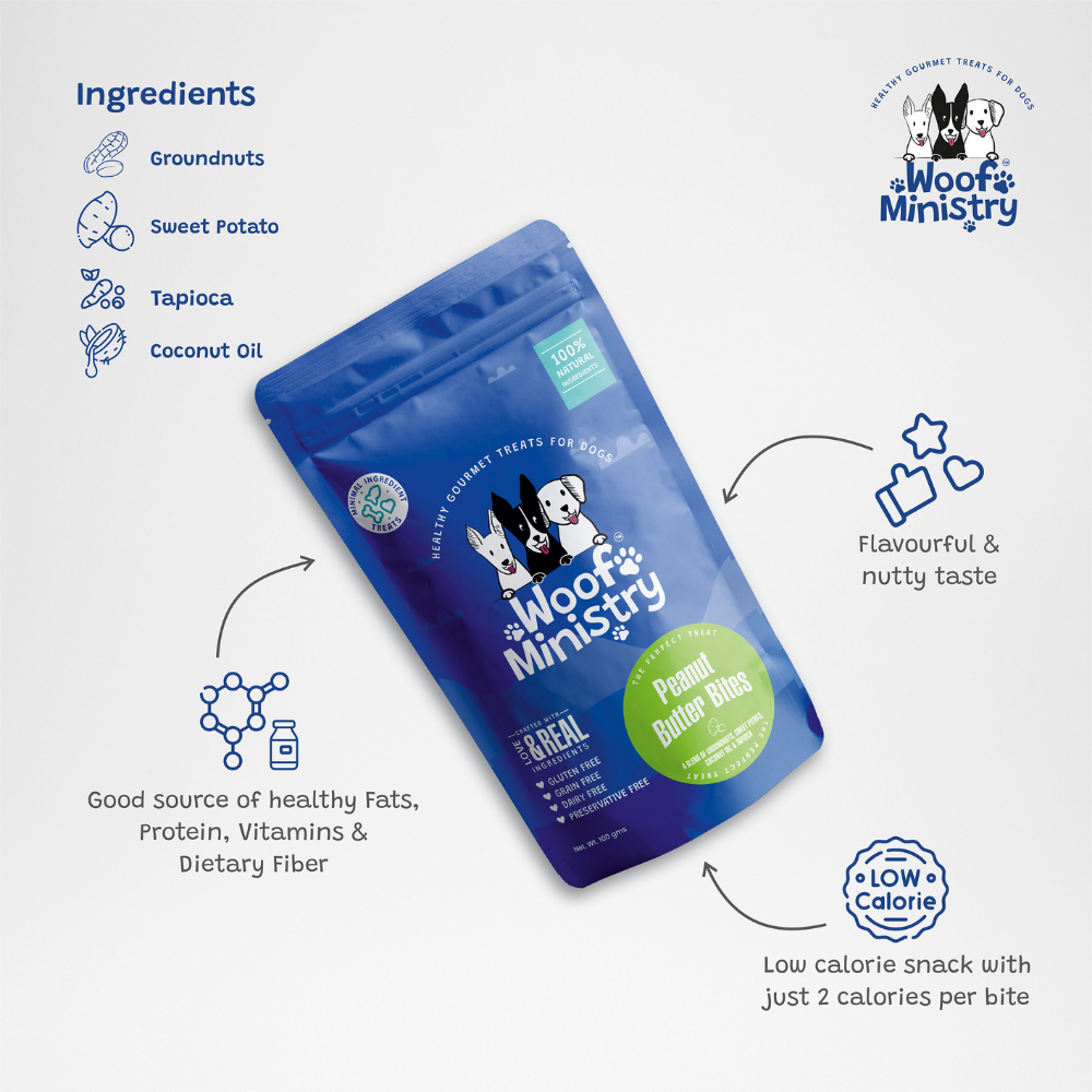 Woof Ministry Peanut Butter Bites (100 grams)