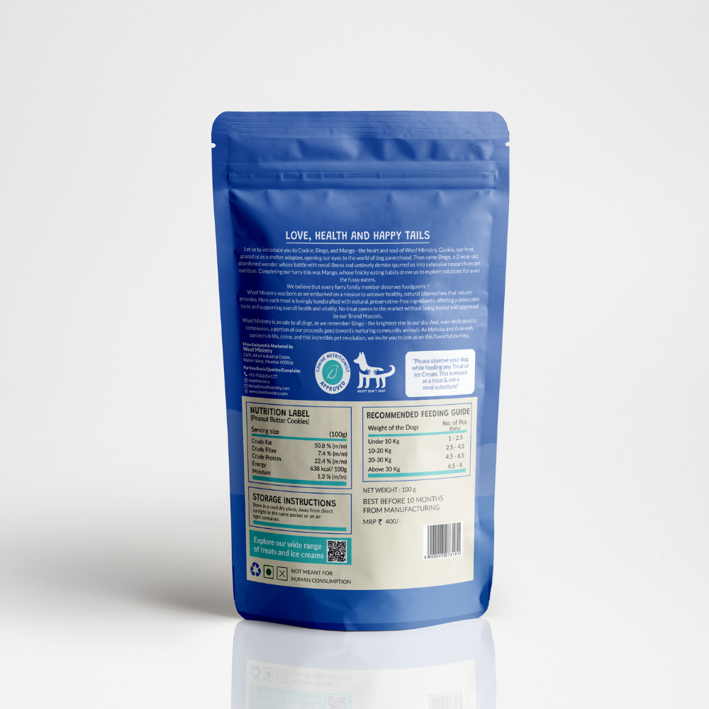Woof Ministry Peanut Butter Cookies (100 gms)