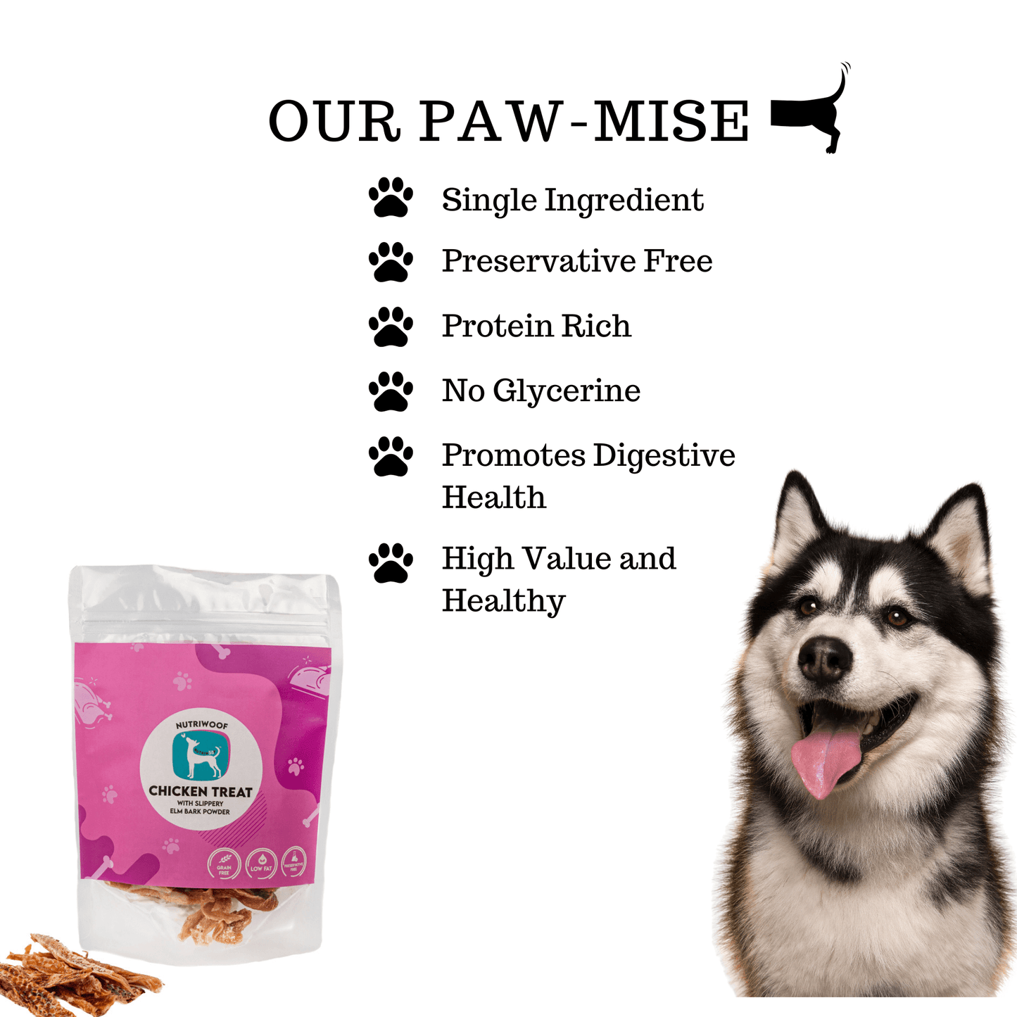 Nutriwoof Chicken Treat with Slippery Elm Bark Powder (70 grams)
