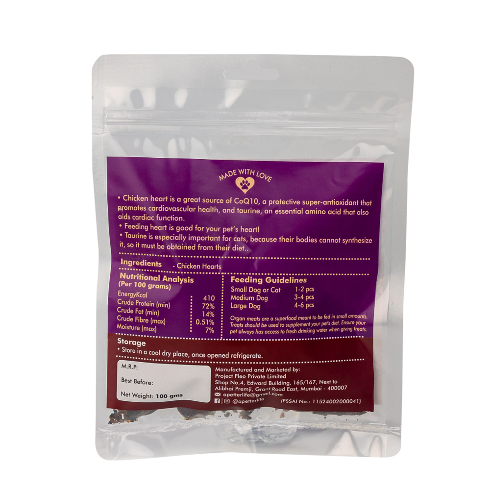 Nutriwoof Dehydrated Chicken Hearts (100 grams)