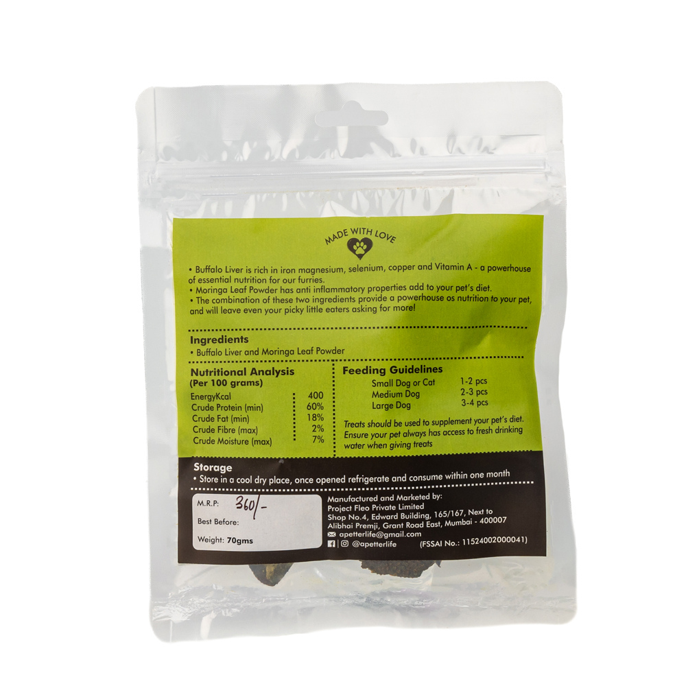 Nutriwoof Buffalo Liver with Moringa Leaf Powder (70 grams)