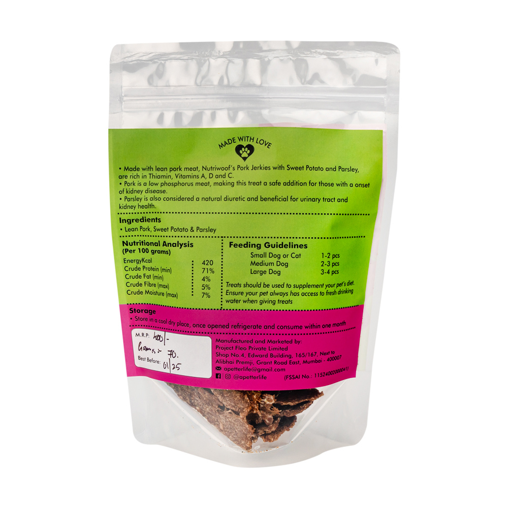 Nutriwoof Pork Jerkies with Parsley and Sweet Potato (70 grams)