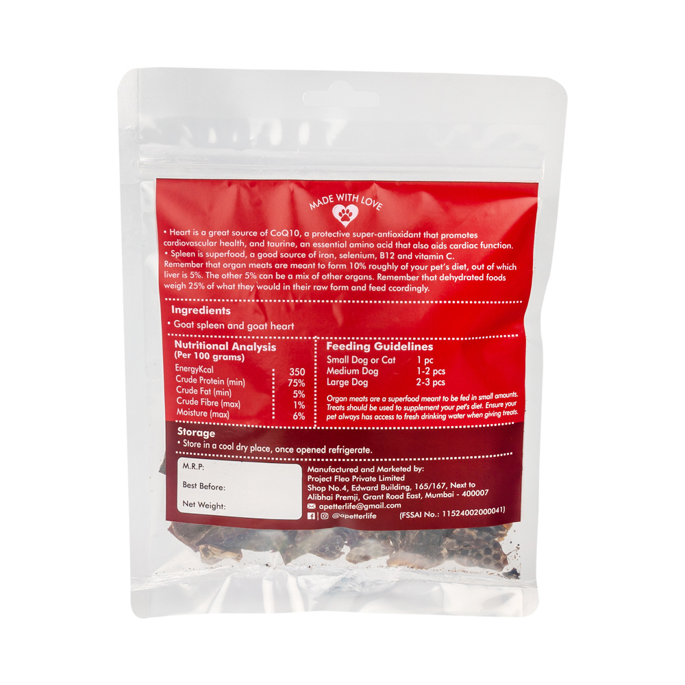 Nutriwoof Dehydrated Goat Organ Mix ( Spleen and Heart) - (70 grams)