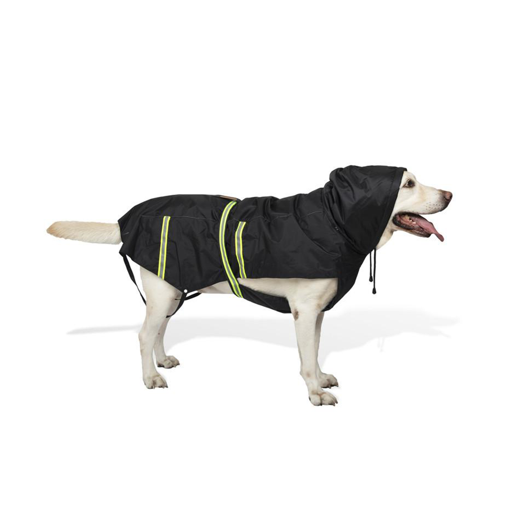 PetWale Black Raincoat with Reflective Strips
