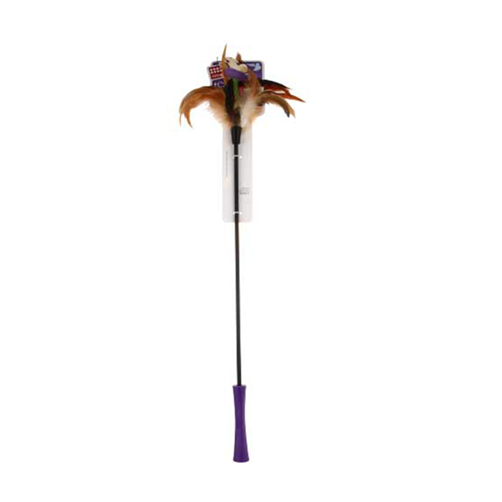 GiGWi Feather Teaser Catwand With Natural Feathers & TPR Handle