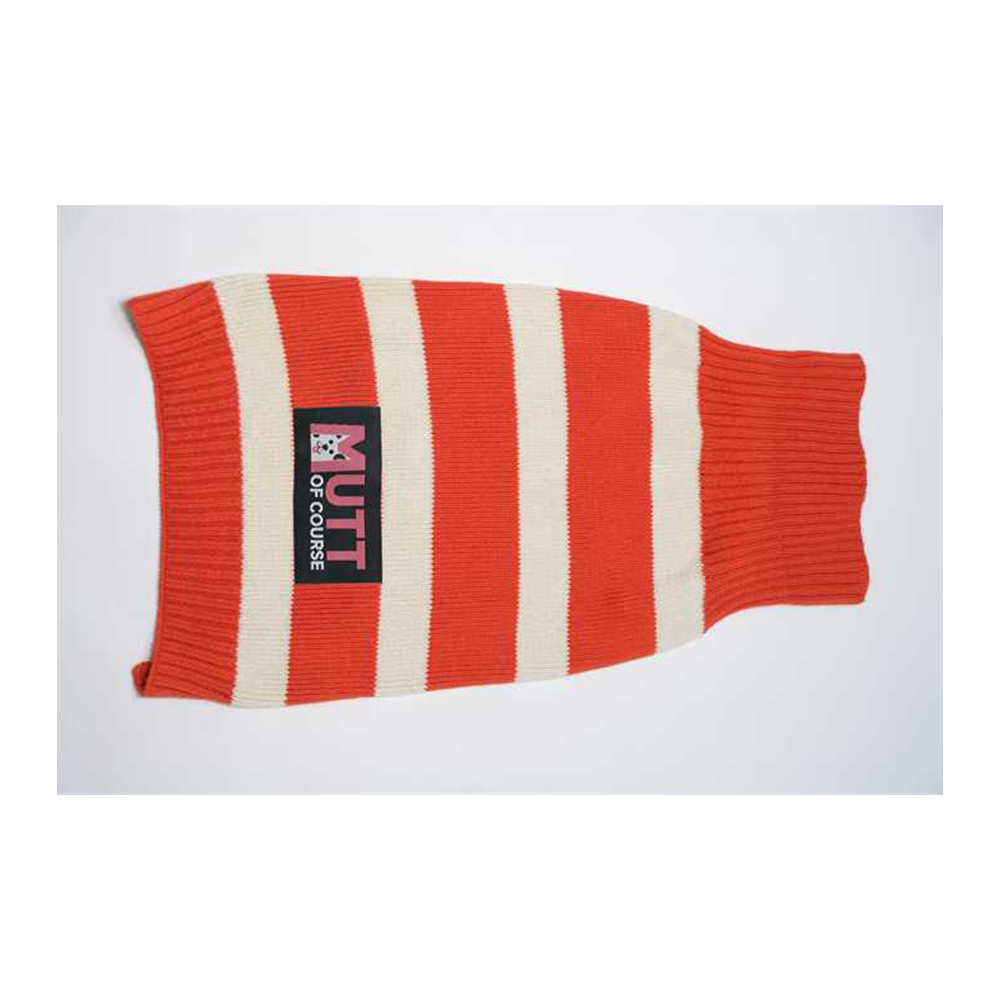 Mutt Of Course Orange Striped Knitted Turtle Neck