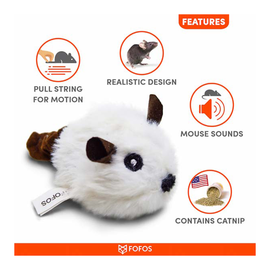 Bark Butler Fofos Pull String & Sound Chip Mouse - White