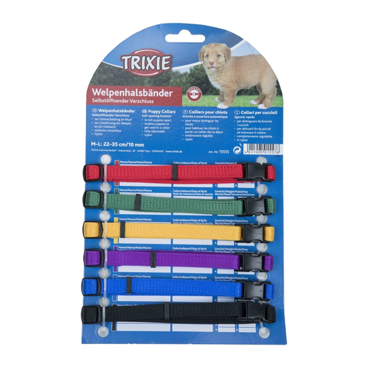 Trixie Set Of 6 Puppy Collars (Dark Colours)