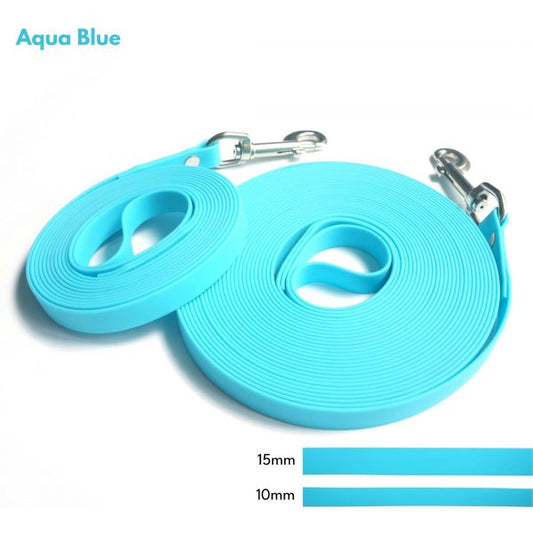 For the Love of Dog Long Leash Aqua Blue