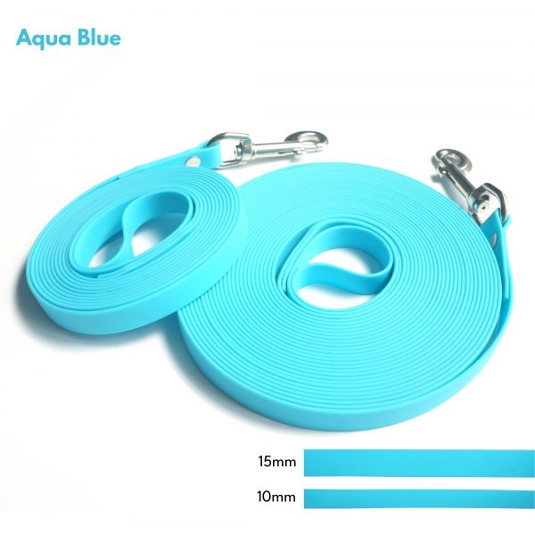 For the Love of Dog Long Leash Aqua Blue